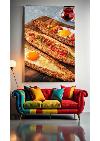 Yumurtalı Karışık Pideler Ev Duvar Salon Güzellik Salonu Ofis Dükkan Dekarasyon Kanvas Tablo