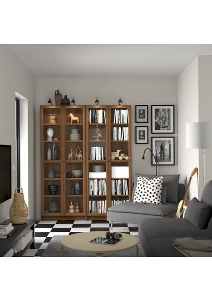 Cam Kapaklı Kitaplık, Kahverengi Ceviz Görünüm, 160X202 Cm, 4 Kapaklı fiyatları