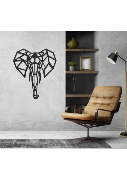 Geometrik Fil Figürü Mdf Duvar Dekorasyon Lazer Kesim 40X34 cm