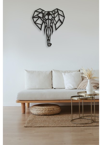 Geometrik Fil Figürü Mdf Duvar Dekorasyon Lazer Kesim 40X34 cm modelleri