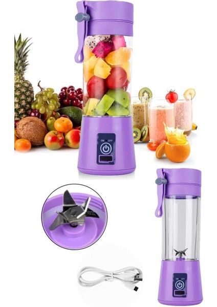 Taşınabilir USB Mikser El Blender Mor 380 Ml, Kolay Kullanımlı ve Şık Tasarım fiyatları