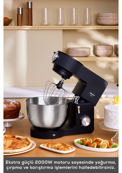 7 Litre Güçlü Stand Mikser, Siyah, Çok Fonksiyonlu, Dayanıklı ve Şık Tasarım fırsatları