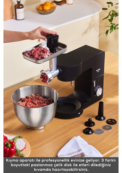 7 Litre Güçlü Stand Mikser, Siyah, Çok Fonksiyonlu, Dayanıklı ve Şık Tasarım indirimleri