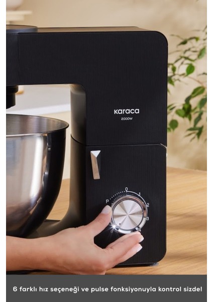 7 Litre Güçlü Stand Mikser, Siyah, Çok Fonksiyonlu, Dayanıklı ve Şık Tasarım