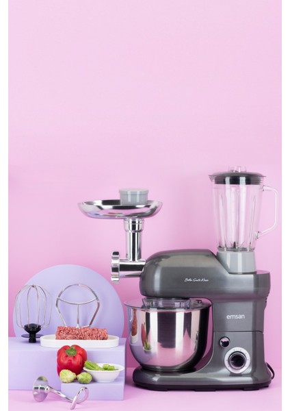 Antrasit Stand Mikser, 1300W, 5l, Güçlü ve Şık Mutfak Şefi