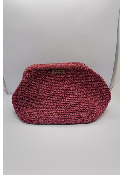 Burslu Bordo Simli Clutch Çanta Supra Ip El Yapımı