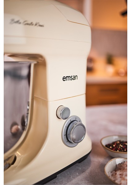 Güçlü 1300W, 5 Lt Maxi Mikser, Mutfak Şefi, Bej Renkli