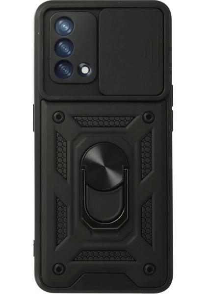 Oppo A74 4g Kılıf Pars Lens Yüzüklü Silikon - Siyah