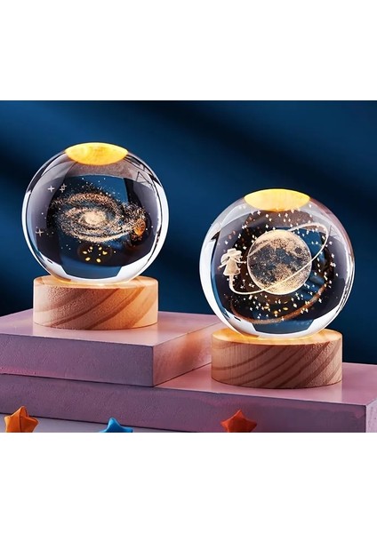 3D Kristal Cam Küre Gece Lambası modelleri