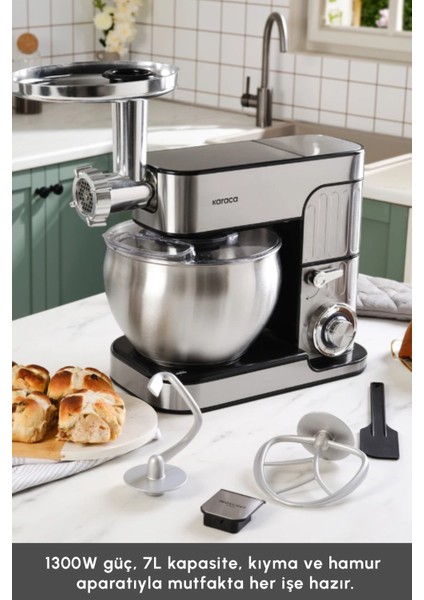 Güçlü 1300W, 7l Stand Mikser, Şık Gri Renkli, Pratik ve Dayanıklı Ev Aleti modelleri