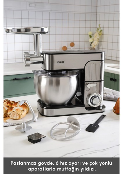 Güçlü 1300W, 7l Stand Mikser, Şık Gri Renkli, Pratik ve Dayanıklı Ev Aleti fırsatları