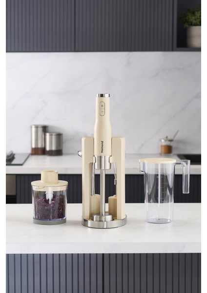 Krem Renk El Blender Seti, Pratik ve Şık Mutfak Araçları