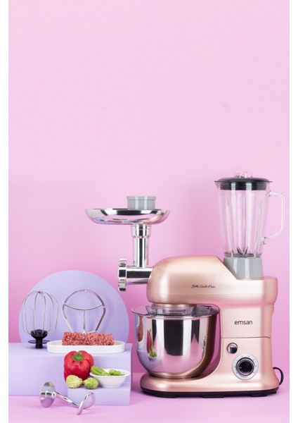 Güçlü 1300W, 5l Pembe Stand Mikser, Mutfakta Şıklık ve Verimlilik