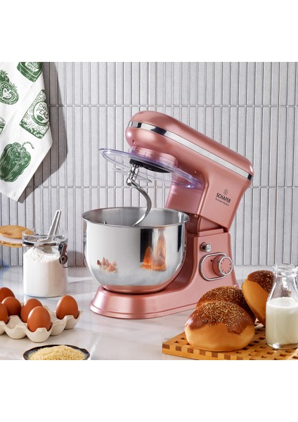 Kırmızı Altın Renkli Profesyonel Stand Mikser, Mutfakta Şıklık ve Performans Sağlar