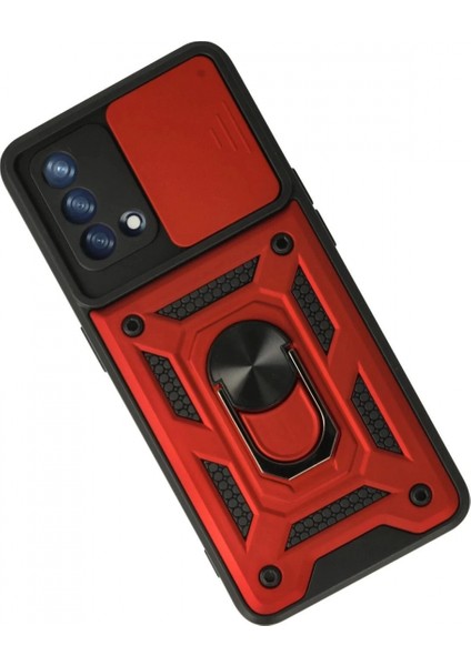 Oppo A74 4g Kılıf Pars Lens Yüzüklü Silikon - Kırmızı fiyatları