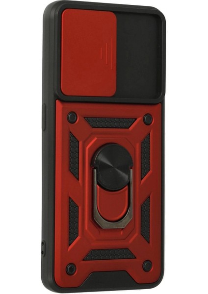 Oppo A74 4g Kılıf Pars Lens Yüzüklü Silikon - Kırmızı modelleri