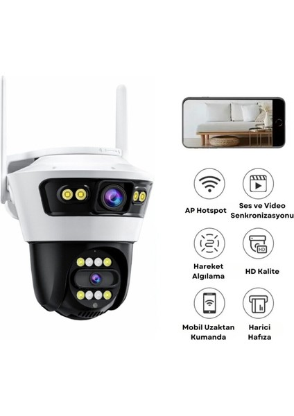 4mp Çift Lensli Akıllı Ip Kamera 4K Ultra Hd 2.4ghz IP66 Dış Mekan Güvenlik Kamerası modelleri