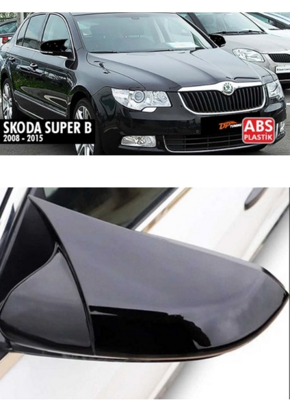 Skoda Super B 2008-2015 Batman Yarasa Ayna Kapağı Takım Piano Black