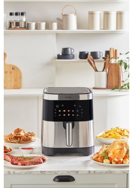 9l Akıllı Renkli Ekran Geniş Hazne Inox Hava Fritöz