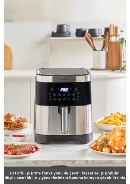 9l Akıllı Renkli Ekran Geniş Hazne Inox Hava Fritöz modelleri