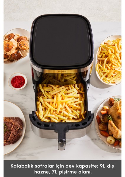 9l Akıllı Renkli Ekran Geniş Hazne Inox Hava Fritöz fırsatları