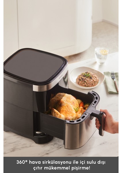 9l Akıllı Renkli Ekran Geniş Hazne Inox Hava Fritöz