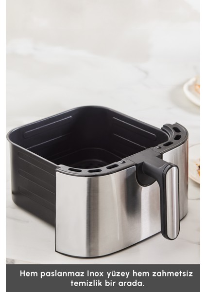 9l Akıllı Renkli Ekran Geniş Hazne Inox Hava Fritöz