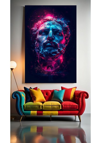 Neon Tonlarda Model V1 Ev Duvar Salon Güzellik Salonu Ofis Dükkan Dekarasyon Kanvas Tablo