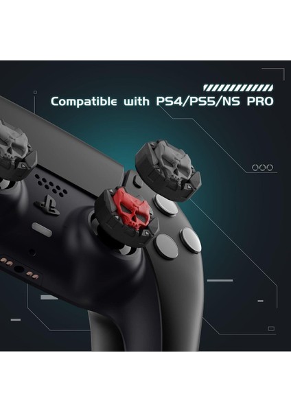 3D Skull Ps5/ps4/ps3/xbox One/one X/one S/series X/series S 3D Analog Silikon Koruyucu -4 Adet modelleri