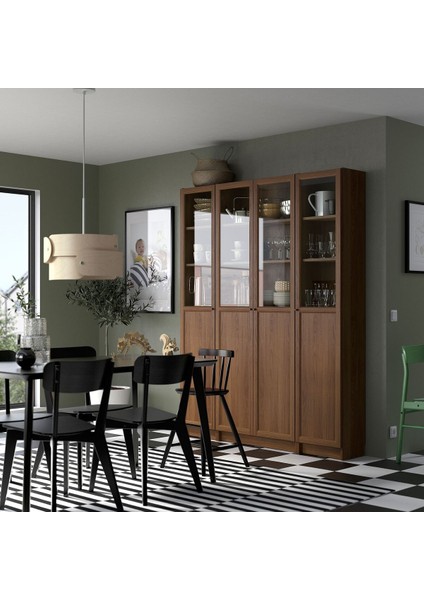 Cam Kapaklı Kitaplık, Kahverengi Ceviz Görünüm, 160X202 cm fırsatları