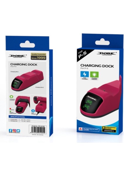 Ps5 Uyumlu Dualsense Şarj Istasyonu Ps5 Dualsense Charging Dock Stardust Kırmızı Çift Şarj