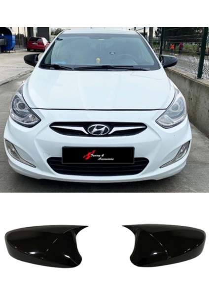 Hyundai Accent Blue 2011 ve Sonrası Batman Yarasa Ayna Kapağı Takım Piano Black