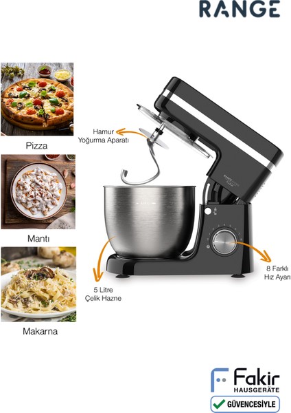 Çok Renkli Stand Mikser ve Hamur Yoğurma Cihazı, Mutfak Şefi Seti