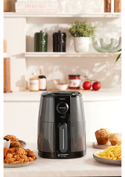 Zaman Ayarlı Kompakt Hava Fritöz, 2 Kişilik, Space Grey