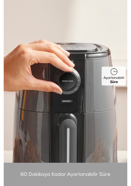 Zaman Ayarlı Kompakt Hava Fritöz, 2 Kişilik, Space Grey fırsatları