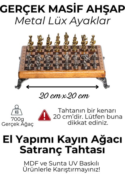 MC59 Bizans Figürlü El Yapımı Metal Satranç Takımı – Kayın Ağacı Satranç Tahtası - Lüks Hediyelik modelleri