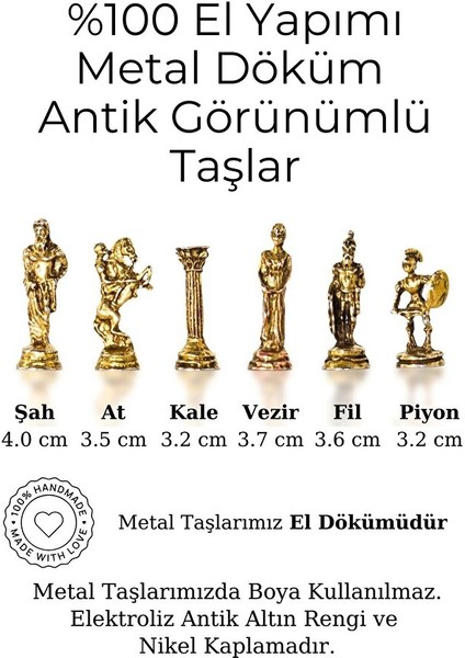 MC59 Bizans Figürlü El Yapımı Metal Satranç Takımı – Kayın Ağacı Satranç Tahtası - Lüks Hediyelik fırsatları