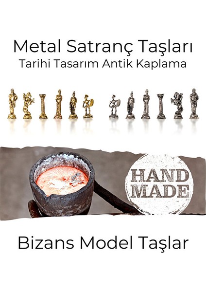 MC59 Bizans Figürlü El Yapımı Metal Satranç Takımı – Kayın Ağacı Satranç Tahtası - Lüks Hediyelik indirimleri