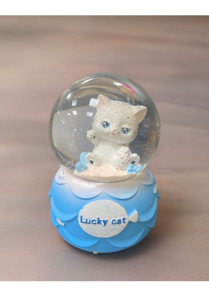Novaflowers Lucky Cat Kar Küresi Işıklı Müzikli Büyük Boy