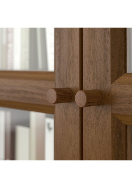 Cam Kapaklı Kitaplık, Kahverengi Ceviz Görünüm, 80X30X202 cm fırsatları