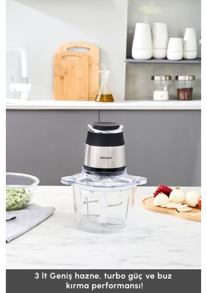 3l Ultra Geniş Cam Hazneli Inox Doğrayıcı, Gri