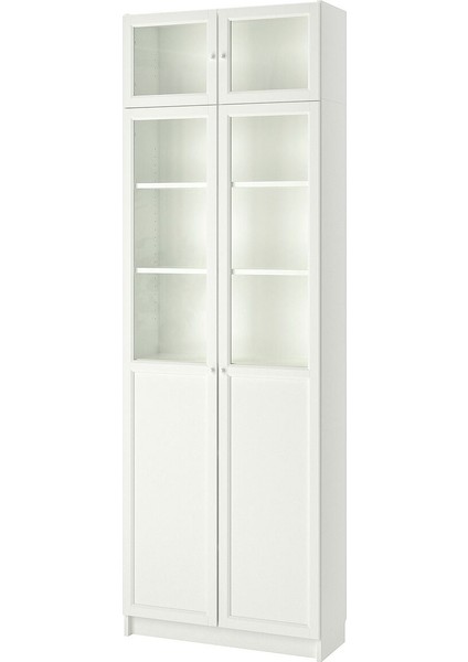 Cam/panel Kapaklı Kitaplık, Beyaz, 80X30X237 cm