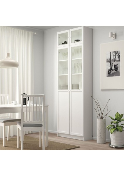 Cam/panel Kapaklı Kitaplık, Beyaz, 80X30X237 cm fiyatları