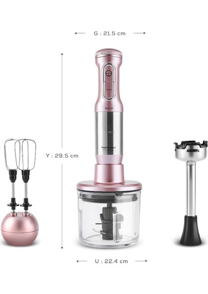 1000W Cam Hazneli Rosegold Blender Seti, Güçlü ve Şık Tasarım fiyatları