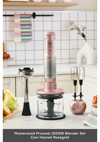 1000W Cam Hazneli Rosegold Blender Seti, Güçlü ve Şık Tasarım modelleri