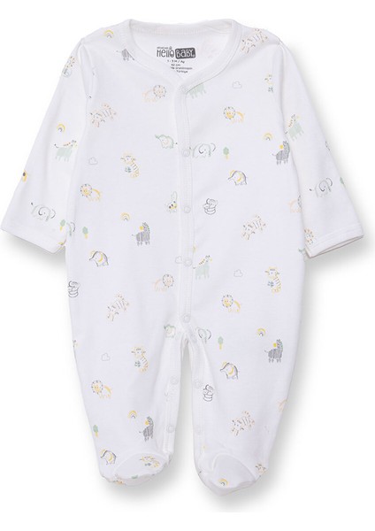 Erkek Bebek Yenidoğan Patikli Tulum Interlok Bisiklet Yaka Uzun Kol Patikli Paça