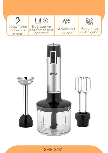 3 Fonksiyonlu Çok Amaçlı Blender Seti, Siyah, Pratik ve Kullanışlı