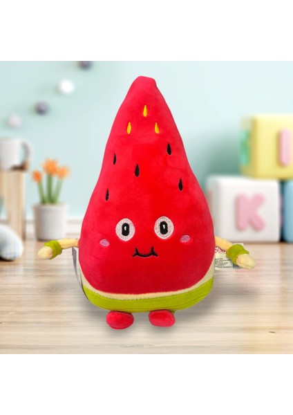 Neşeli Meyveler Serisi Karpuz 28CM Peluş Kırmızı Yumuşak Oyuncak Hediyelik
