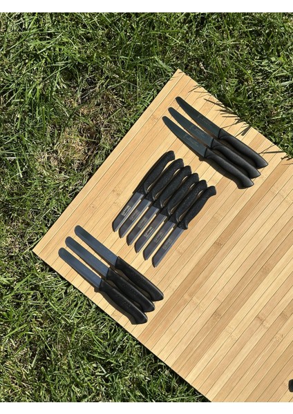 12 Parça Siyah Set 6 Meyve Bıçağı+3 Sebze Bıçağı+3 Ava Bıçak