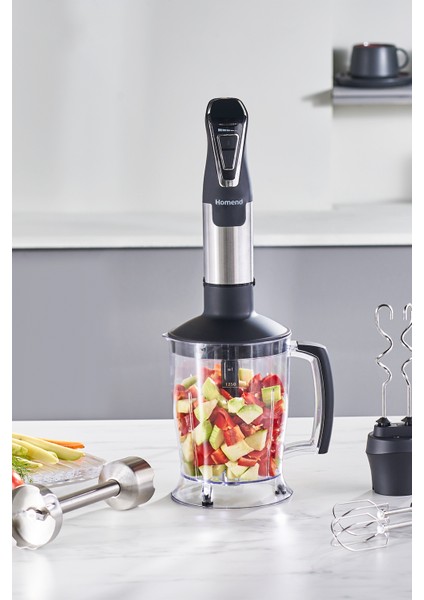 Paslanmaz Çift Bıçaklı Büyük Hızlı Blender Seti, Siyah Renk